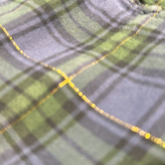 J. Crew Style Navy Blue & Dark Green Gold thread Plaid Popover Tunic Shirt Sz S - Picture 5 of 8